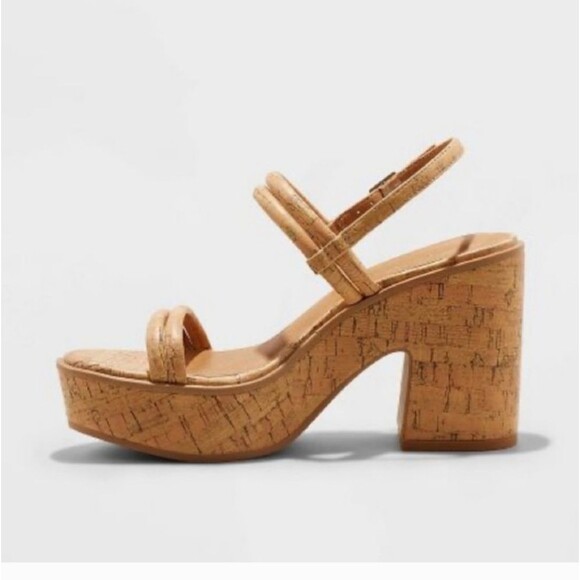 Universal Thread Shoes - Universal Thread Women's Size 11 Tan Alva Cork Platform Heels